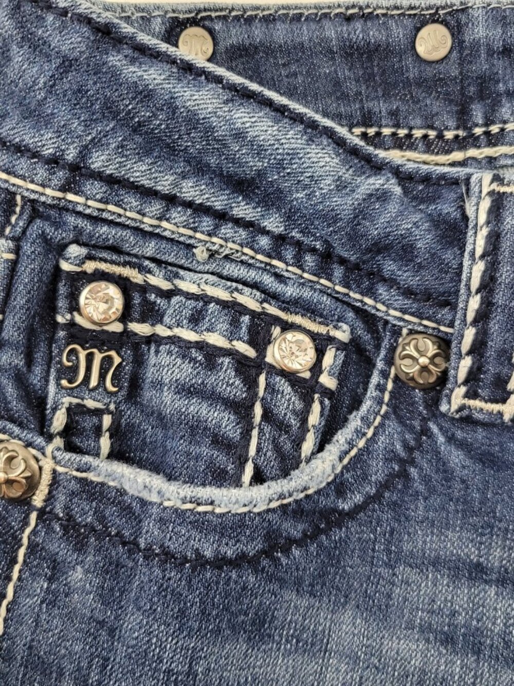 Miss Me Jeans Womens 28 Low Rise Boot Cut Western Stretch JP5342B Vintage - Picture 8 of 16